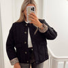 Women's Quilted Jacket with Leopard Cuffs