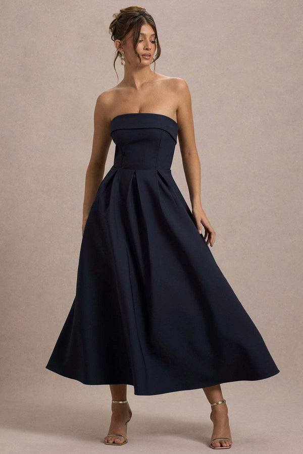 Discover CATRIXA’s strapless black evening dress—royal elegance with a wide skirt and sculpted waist for luxury events in Europe. Fast shipping & inclusive sizes!