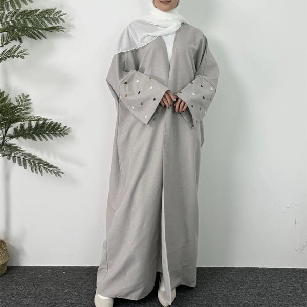 Open voorzijde geborduurde abaya