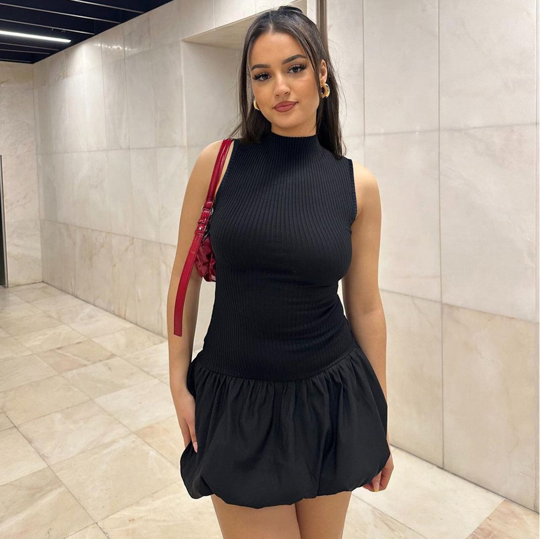 Stylish casual dress for women – ribbed knit fabric with flared skirt – available at CATRIXA Belgium with fast EU delivery.