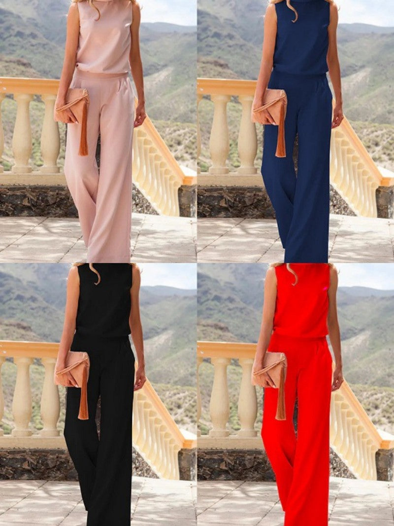 Two-piece women’s suit in pink, navy, black, and red – modest summer look for hijabi women in Belgium – available at CATRIXA.